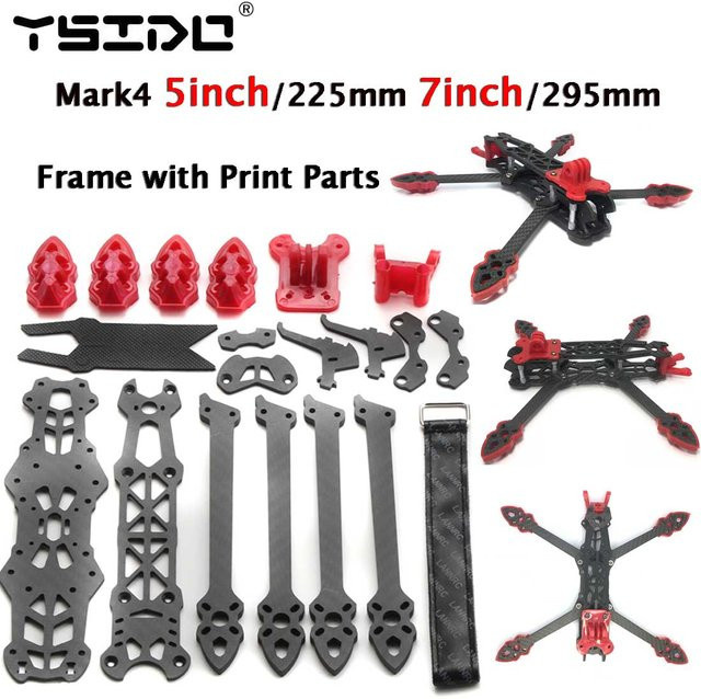 YSIDO Mark4 FPV Freestyle Quadcopter Rahmen aus 3K Kohlefaser in Schwarz für 5 Zoll oder 7 Zoll RC Renn Drohnen mit Druckteilen - Bild 1