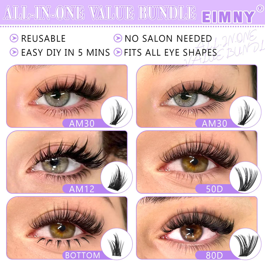 EIMMY Set mit künstlichen Wimpern, 814-teilig, Unisex, natürlich - Bild 3