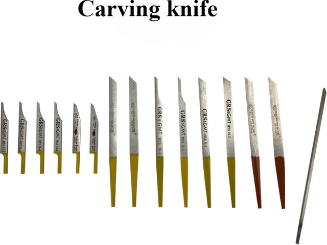 Professionelles HSS Graviermesser mit Dreiecksklinge in Silber für Metall und Schmuck sowie pneumatisches Schnitzzubehör - Bild 1