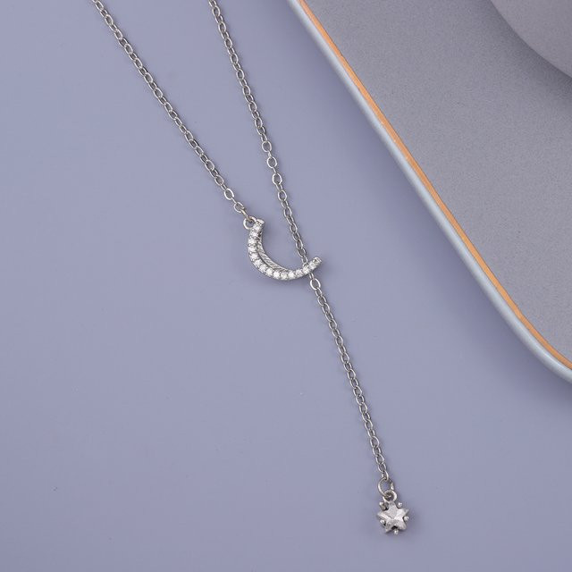 Halskette GaGa-Duck, 925 Silber, Stern Mond, Damen, Zirkonia - Bild 1