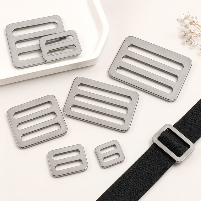 Meetee Edelstahl Schnallen Set in Silber, rutschfeste Verstellverschlüsse für Sicherheitsgurte und Gurtbänder, Tri-Glide-Hardware-Kit - Bild 1