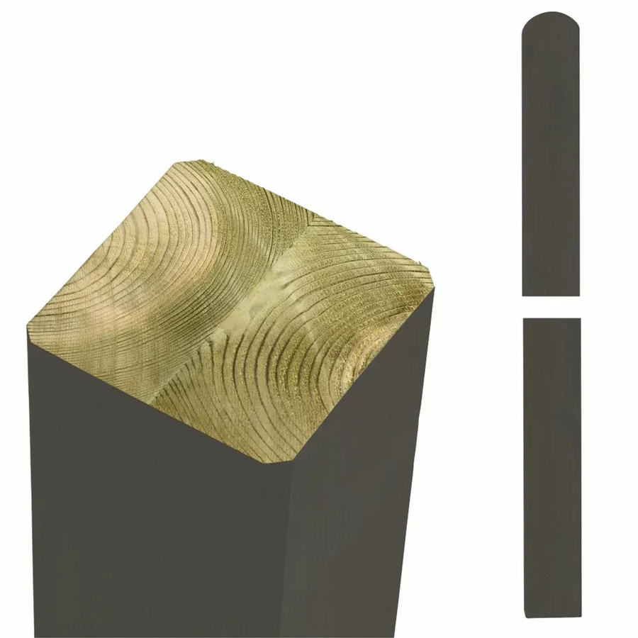Zaunpfosten aus Kiefernholz in Umbragrau, B/T/H: 9 x 9 x 188 cm - Bild 2