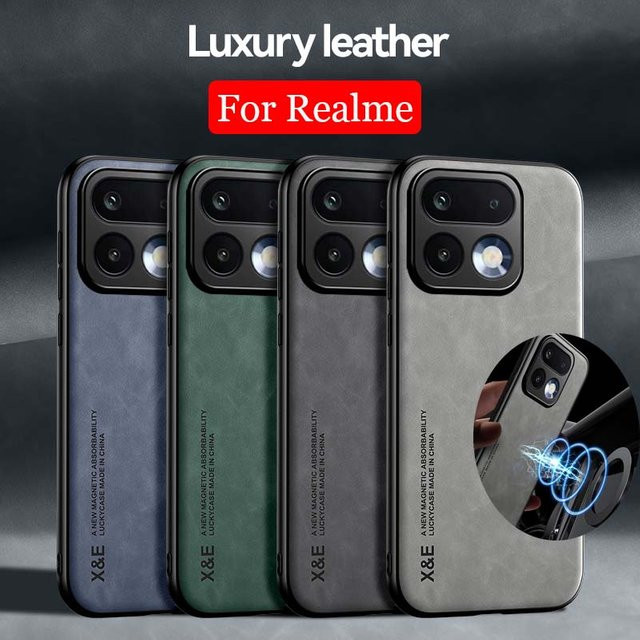 Stoßfeste Schutzhülle für Realme 15 Pro und Realme 16 mit magnetischer Autohalterung in Grün und Grau - Bild 1