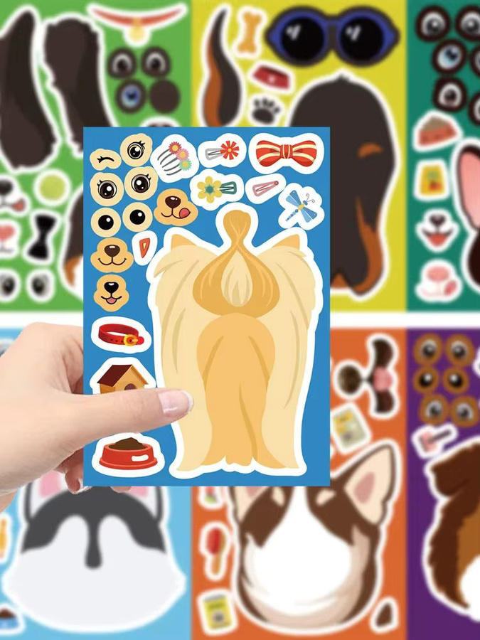 8 oder 16 Stück Cartoon Hund Aufkleber mit lustigen Gesichtern in Multicolour für Scrapbooking, Karten und Dekoration - Bild 5