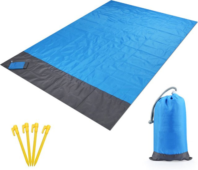 TOMSHOO Wasserdichte Picknickmatte für Strand und Camping, Blau, B/T: 210 x 140 cm - Bild 1