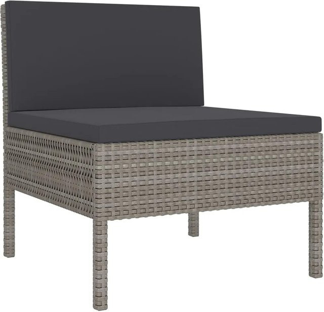 vidaXL 8-tlg Garten-Lounge-Set aus Poly Rattan in Grau mit Polstern und Tisch - Bild 1