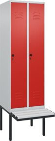 C+P Spind Classic PLUS Spind mit Bank, 2 Abteile, Lichtgrau, B/T/H: 212 x 60 x 81,5 cm - Bild 1