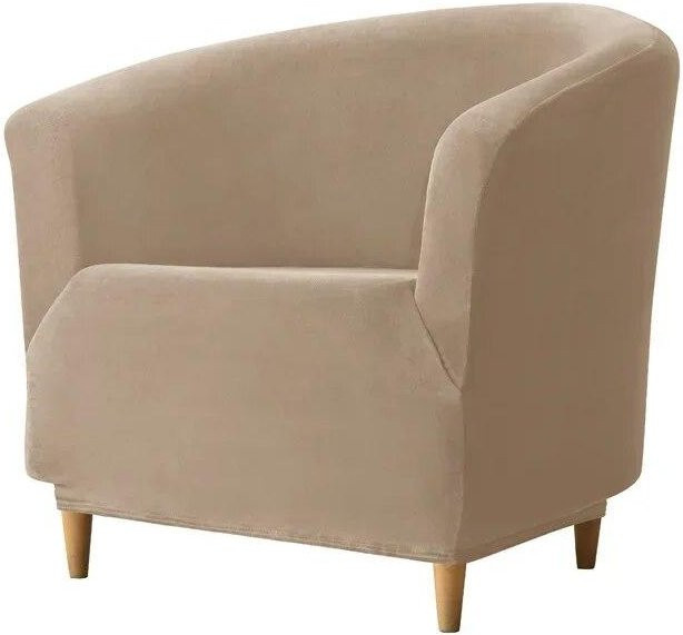 BC-Warm Home Samtbezug für Freizeitsessel in Beige, elastischer Stretch-Sofabezug aus Polyester, einfarbig und waschbar - Bild 1