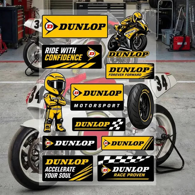 Dunlop Wasserdichte Vinyl-Aufkleber in Multicolour für Auto, Motorrad, Fahrrad, Skateboard, Laptop, Flasche und Handy - Bild 1