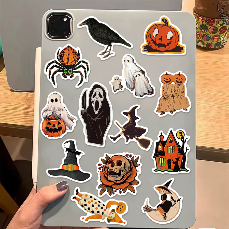 PickJoy Halloween Aufkleber Set mit Kürbis und Hexe, 50 Stück, Mehrfarbig - Bild 2