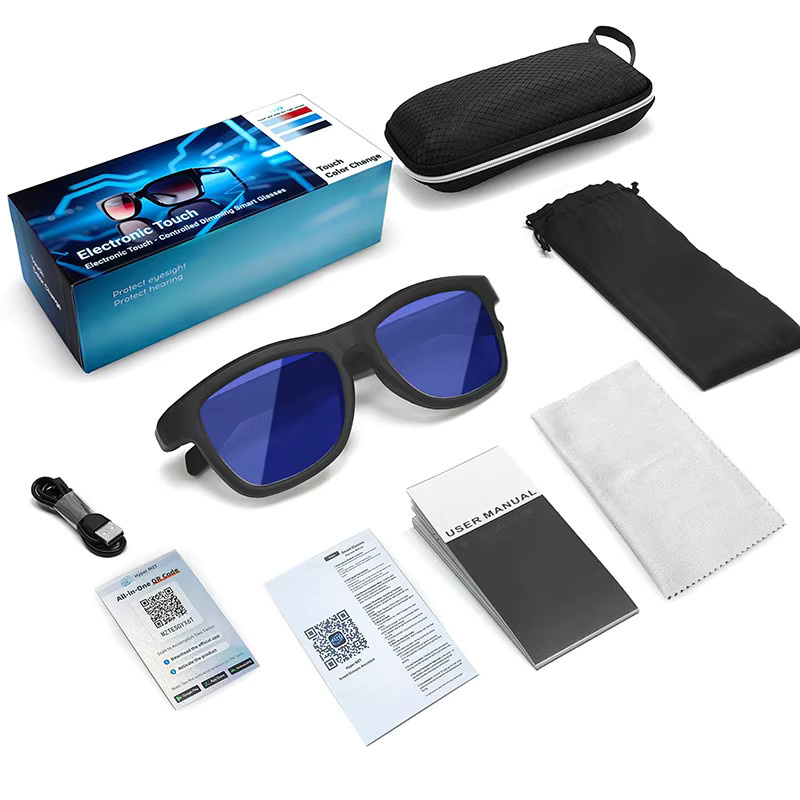 Smart Glasses Aras KI-Übersetzungs-Sonnenbrille mit Bluetooth, Musiksteuerung und Kamera in Schwarz - Bild 4