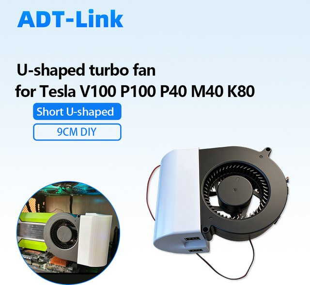 Nvidia U-förmiger Turbo-Lüfter Kurzversion als Luftkühler für GPU, Schwarz, 90 mm - Bild 1