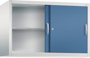 C+P Aufsatzschrank Acurado mit Schiebetüren, Front Fernblau, Korpus Lichtgrau, H x B x T: 79 x 120 x 40 cm - Bild 1