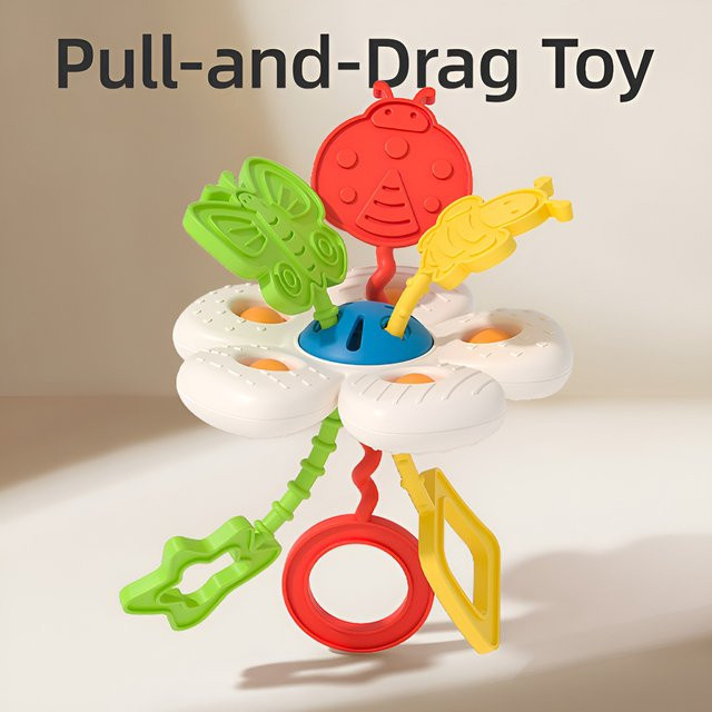 Baby-Spielzeug Rassel Tischblumen, Interaktiver Beißring, Silikon, Bunt / Mehrfarbig - Bild 1
