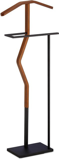 Relaxdays Herrendiener Valet Stand aus Stahl und Holz in Schwarz und Braun, H: 106,5 cm, B: 45,5 cm, T: 20 cm - Bild 1
