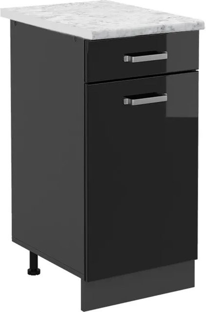 Vicco R-Line Küchenunterschrank mit Schubladen in Schwarz Hochglanz, B: 40 cm, H: 81,6 cm, T: 46 cm - Bild 1
