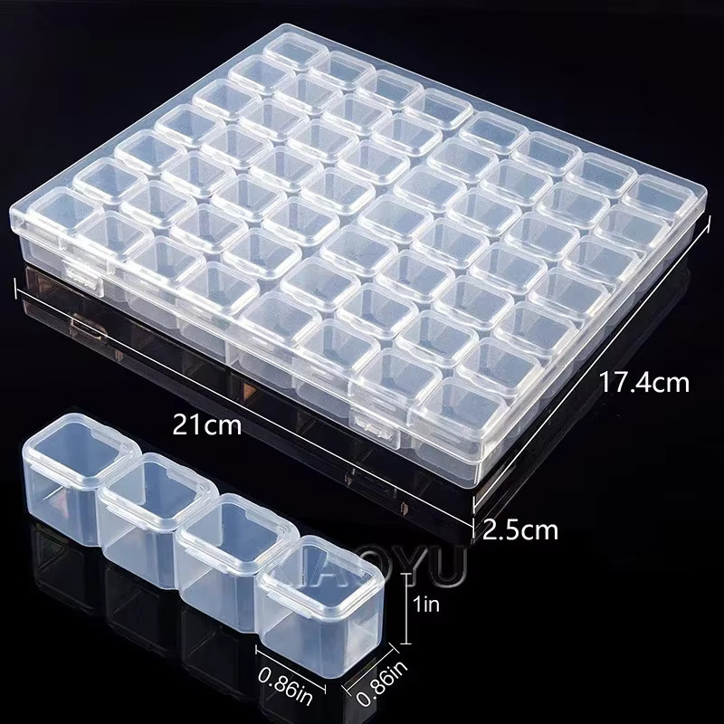 QIZITENG Aufbewahrungsbox aus Kunststoff mit 28 oder 56 Fächern in Transparent für Diamantmalerei Zubehör und Schmuck - Bild 5