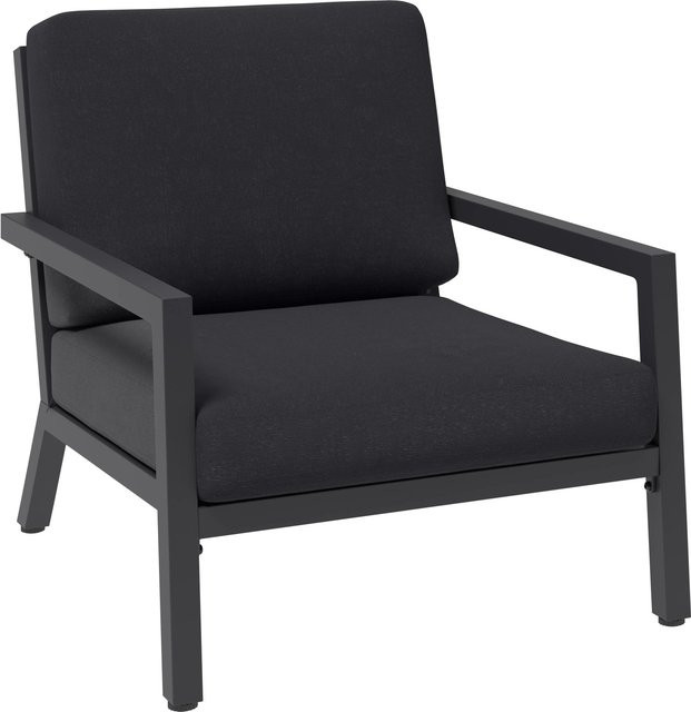 Lounge-Sessel Springtown aus Aluminium in Schwarz-Dunkelgrau mit UV-beständigen Polsterkissen und modernem Design - Bild 1