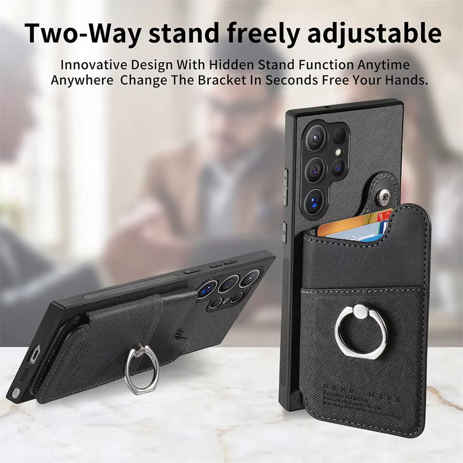 RFID-blockierende magnetische Handyhülle mit Kartenhalter für Samsung S25 S24 S23 S22 Ultra Plus FE A56 A55 A36 A26 A16 5G in Schwarz - Bild 4