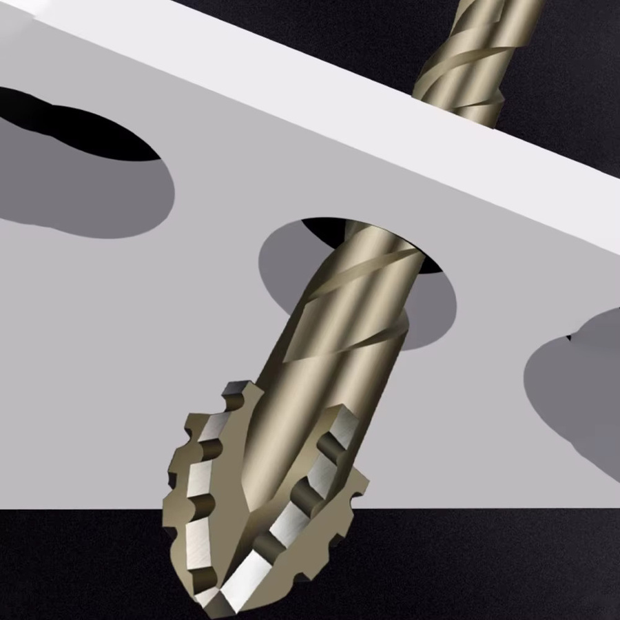 PINTUDY Exzentrisches Bohrer Set mit 3 Teilen, gezahnte Vier-Kanten Bohrer Bits in Silber für Ziegel und Holz - Bild 5