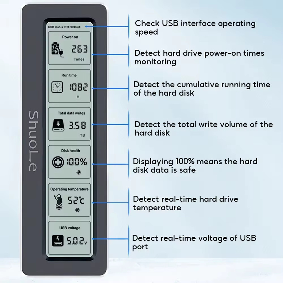 Kebidu M.2 NVMe/NGFF Dual-Protokoll SSD-Gehäuse in Schwarz, 10Gbps USB 3.2 Gen 2, Vollaluminium mit intelligenter Gesundheitsüberwachung - Bild 3