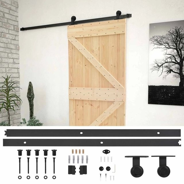 vidaXL Schiebetür in modernem Design aus Holz und Stahl, Farbe: Braun und Schwarz, B: 100 cm, H: 210 cm - Bild 1