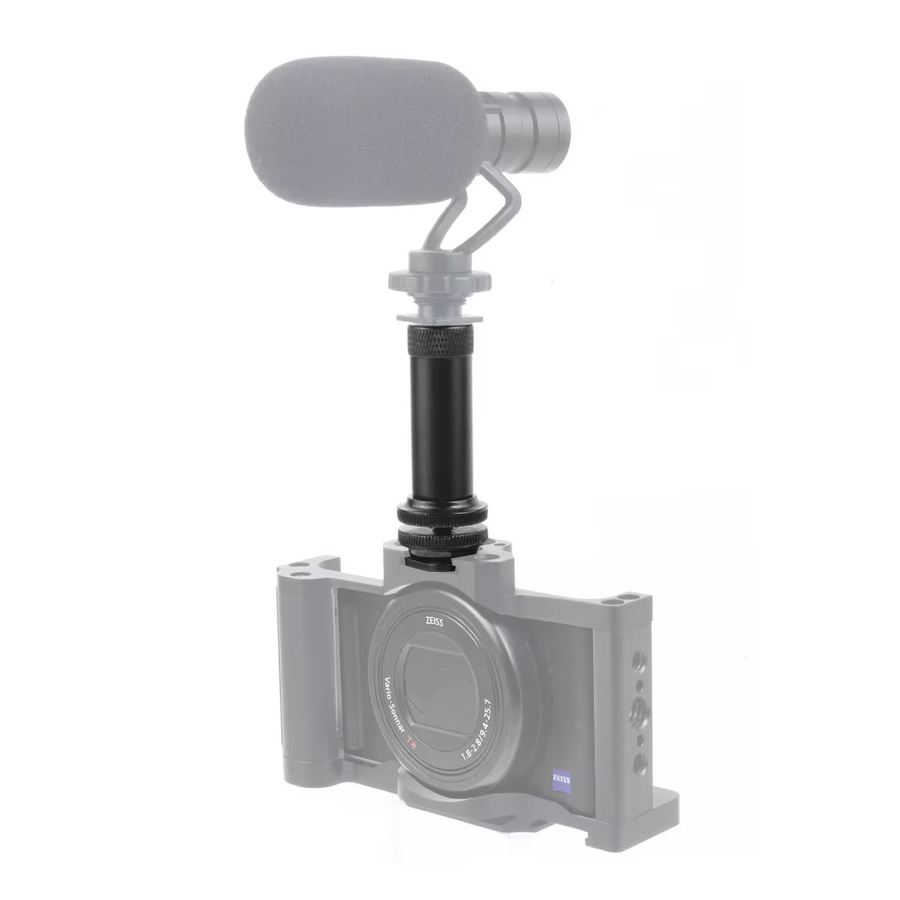 FEICHAO Schraubverlängerungssäule mit Doppelmutter und Cold Shoe Stativhalterung für LED-Lichtadapter und SLR-Kameras, Schwarz - Bild 2
