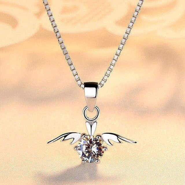 Halskette mit Anhänger Engel Flügel, 925 Silber, Zirkonia, Damen - Bild 1