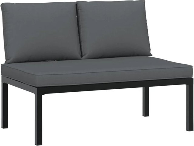 vidaXL Gartenbank aus Aluminium in Schwarz und Anthrazit mit Kissen aus Polyester - Bild 1