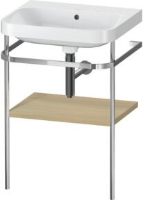 Duravit Möbelwaschtisch-Kombi Happy D.2 Plus in Weiß mit Konsole und Holzfachboden, B: 57,5 cm, T: 49 cm - Bild 1