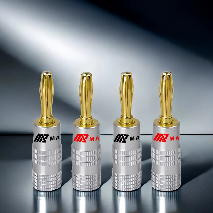 Matihur Bananenstecker 24K vergoldet mit Schraubverschluss für HiFi und Lautsprecher, 8 Stück, Farbe: Gold - Bild 3