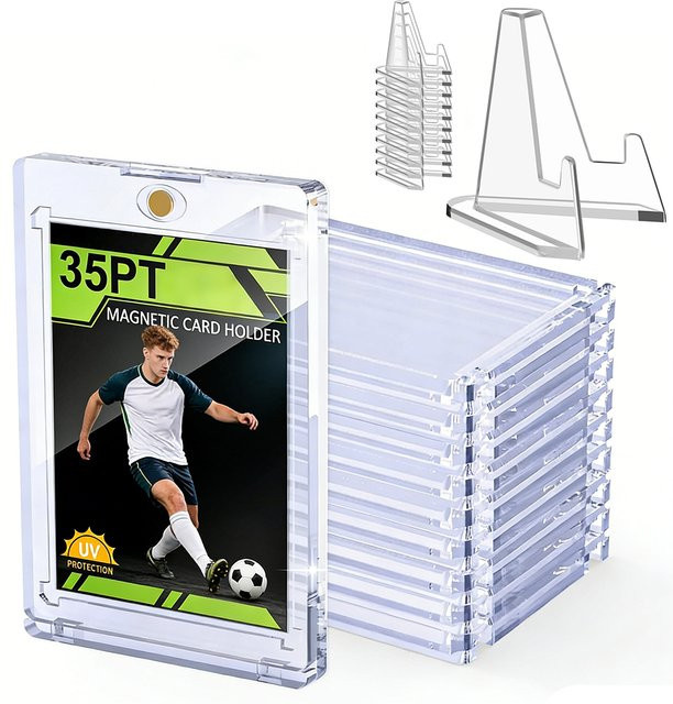 Magnetische Kartenhalter mit Ständer und Hartschalenetui für MTG- und Sportkarten, transparent, UV-Schutz - Bild 1