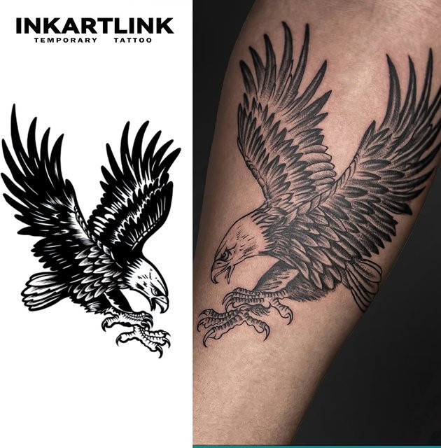 Temporärer Adler-Tattoo-Aufkleber, wasserfest, semi-permanent - Bild 1
