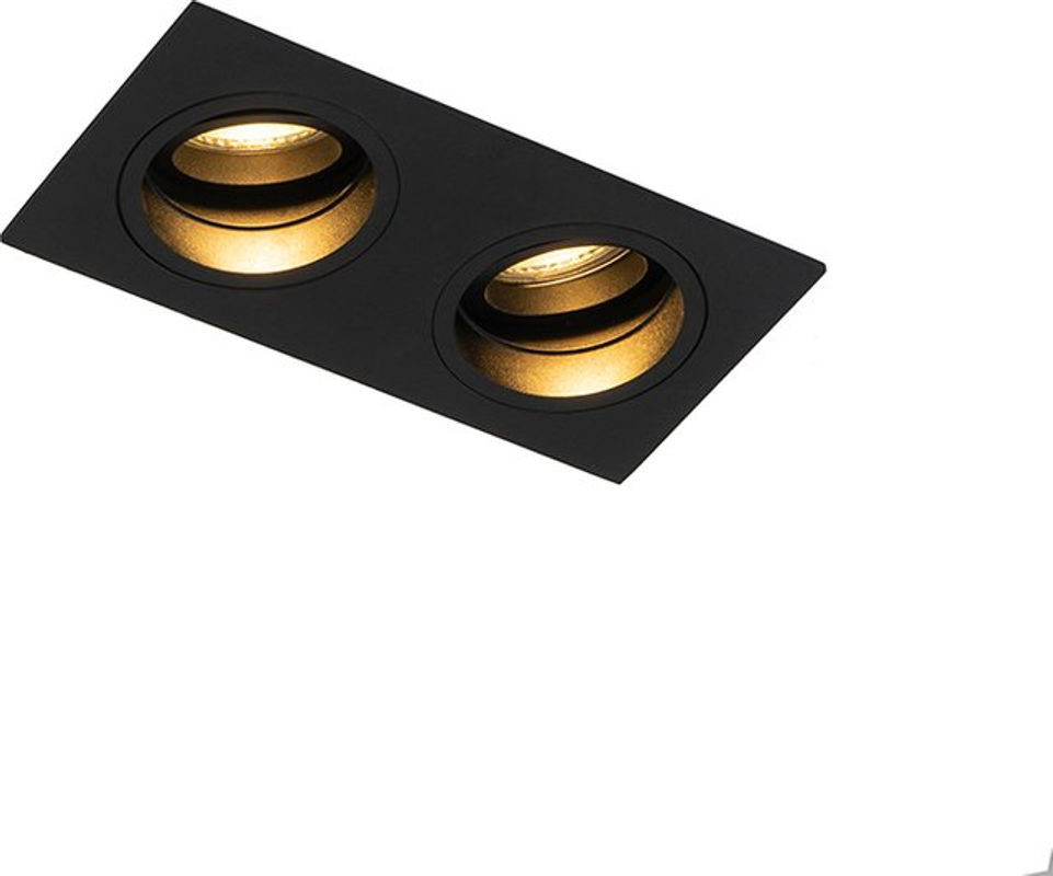QAZQA Einbaustrahler Chuck aus Aluminium, 2-fach einstellbar, Schwarz, GU10 - Bild 1