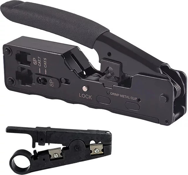 Ninth World Netzwerk Crimper Set für RJ45 und RJ11 in Schwarz - Bild 1