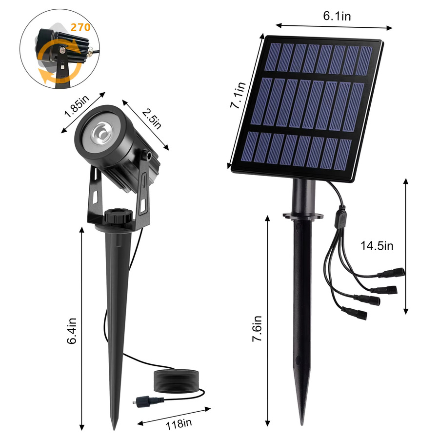 T-SUNRISE 4 in 1 Solar LED Wandleuchte IP65 Wasserdicht RGBW Outdoor Scheinwerfer in Schwarz für Garten und Außenbereich - Bild 3