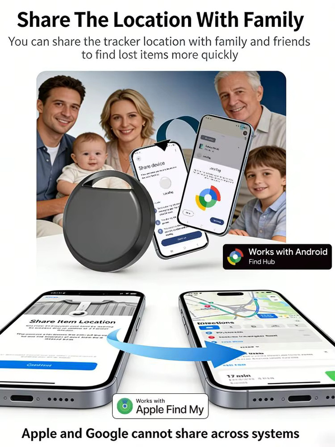 HIMOJO Dual-System Smart Tracker in Schwarz für Apple Find My und Google Find My Device zur Ortung mit iPhone, Pixel und Xiaomi - Bild 6