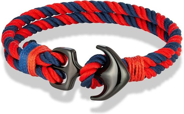 YULIN Ankerarmband Doppelstrang, Schwarz, Edelstahl, 19cm, Unisex - Bild 1