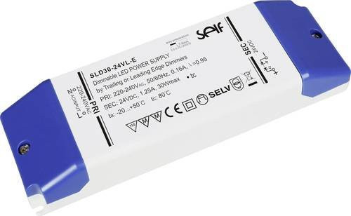 Self Electronics SLD30-24VL-E LED-Trafo LED-Treiber Konstantspannung 30 W 1.25 A 24 V/DC weiß - Bild 1