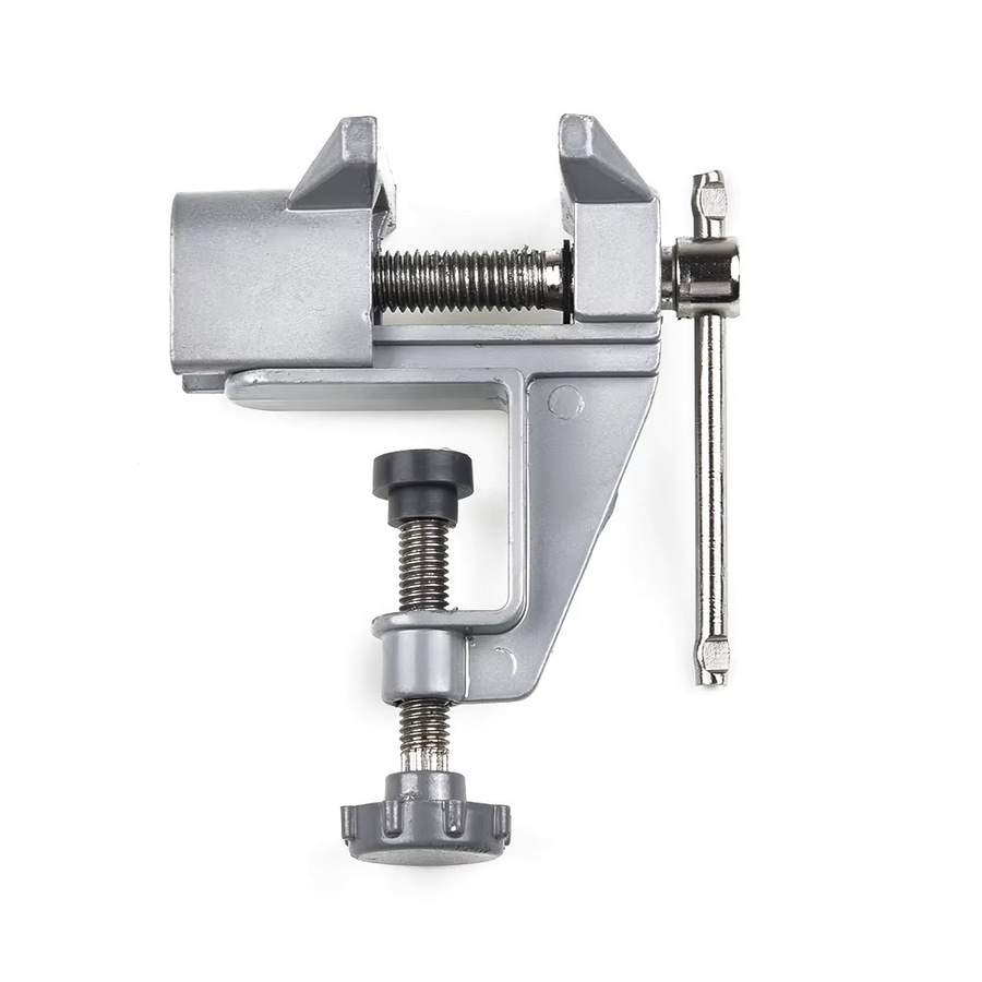 DAZZLEEX Multifunktionaler Tischschraubstock aus Aluminium in Silber für DIY und Reparaturarbeiten - Bild 2