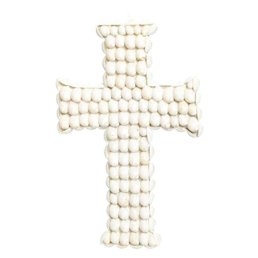Bazar Bizar Ornament The Kai Cross weiß medium mit Muscheln im Boho-Stil - Bild 1