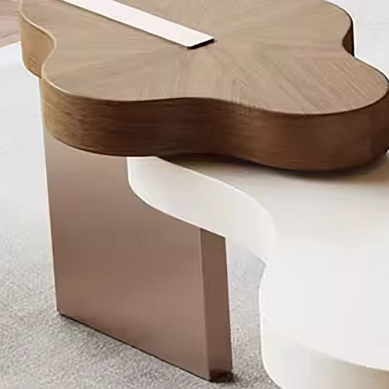 ZUIYU Couchtisch im Nordic-Vintage-Stil aus Holz mit ovaler Form und mattem Finish - Bild 3