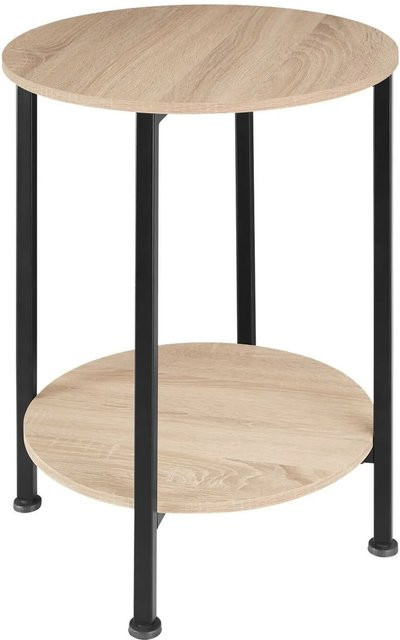tectake Ballina Beistelltisch im Industrial Style, rund mit 2 Ablagen, Farbe Schwarz/Braun, B/T/H: 45 x 45 x 64 cm - Bild 2