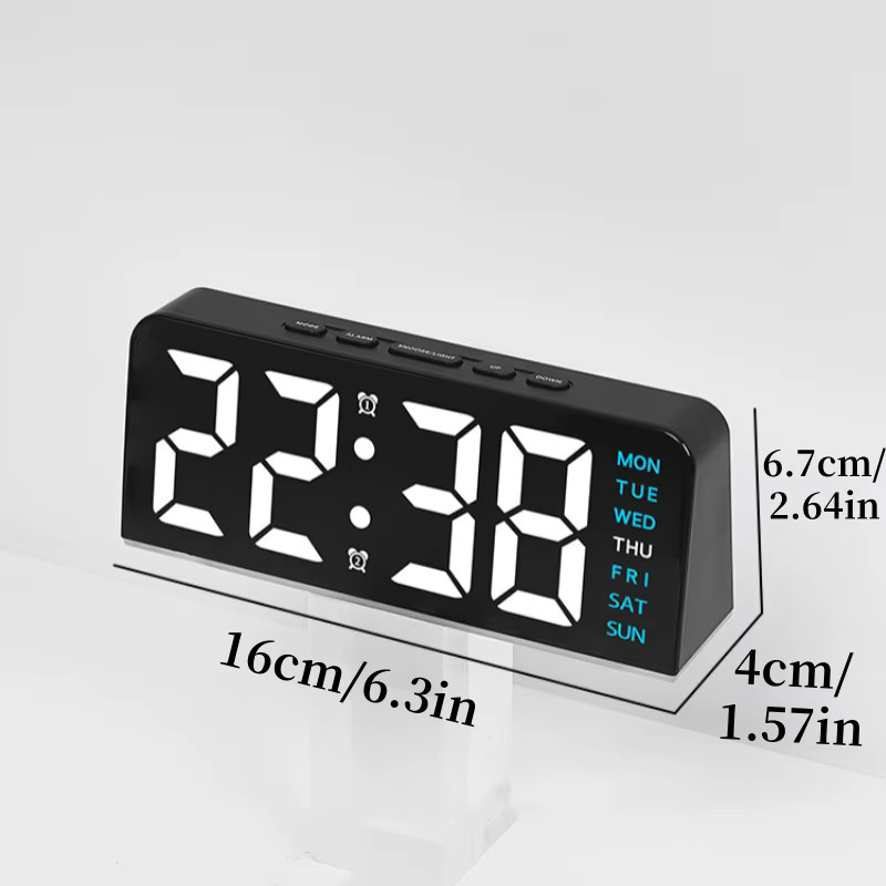 NieNie Digitaler LED-Wecker mit Stimmungslicht und Dual-Alarm, USB-betrieben, 4 Helligkeitsstufen, 12/24-Stunden-Anzeige - Bild 1