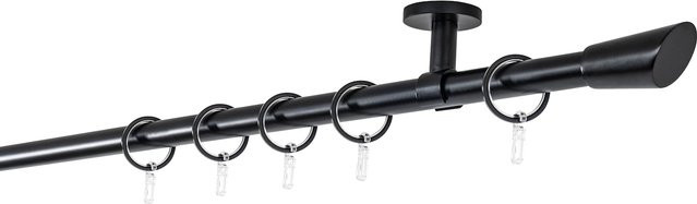 ONDECO Deckenträger Classic 1-läufiges Rohr in Schwarz, Endstück rag Größe: 230 cm, Durchmesser: 20 mm - Bild 1