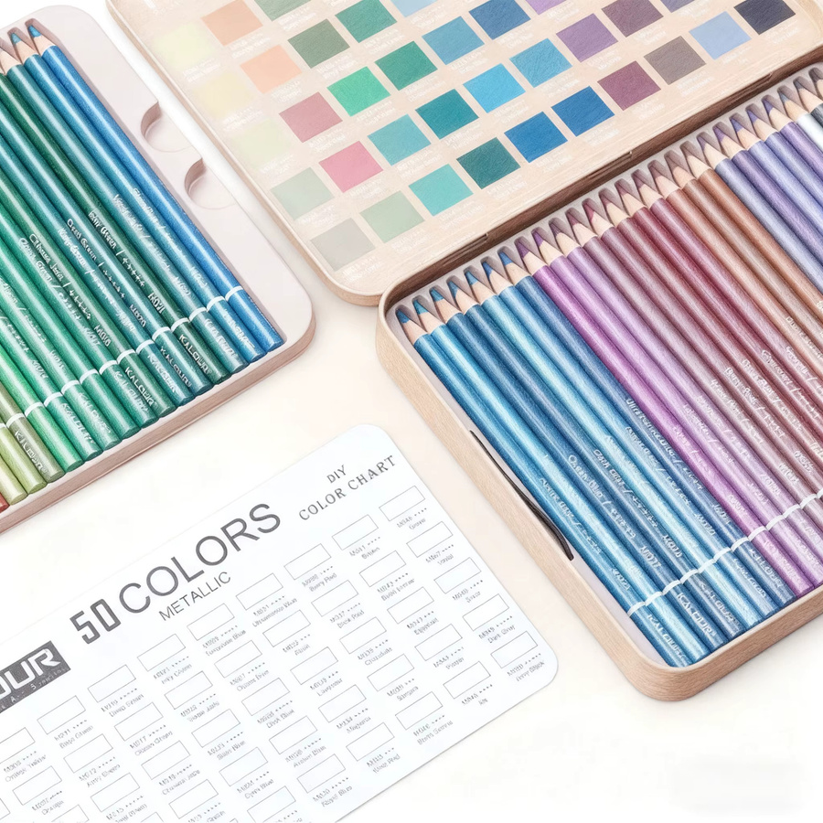 50 Stück Metallic und Macaron Buntstifte in Mehrfarbig für Malerei und Zeichnung im Geschenkset - Bild 2