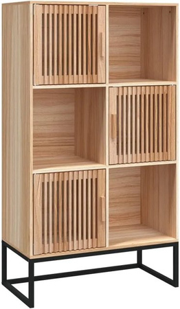 vidaXL Highboard im skandinavischen Design aus Kiefer und Metall, Braun, B: 70 cm, T: 35 cm, H: 125 cm