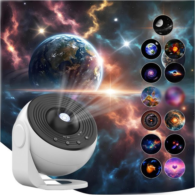 Lomoo Upgrade Galaxy Projector Pro 13-in-1 HD Planetarium Sternenprojektor mit 360 Grad Drehung, Weiß - Bild 1