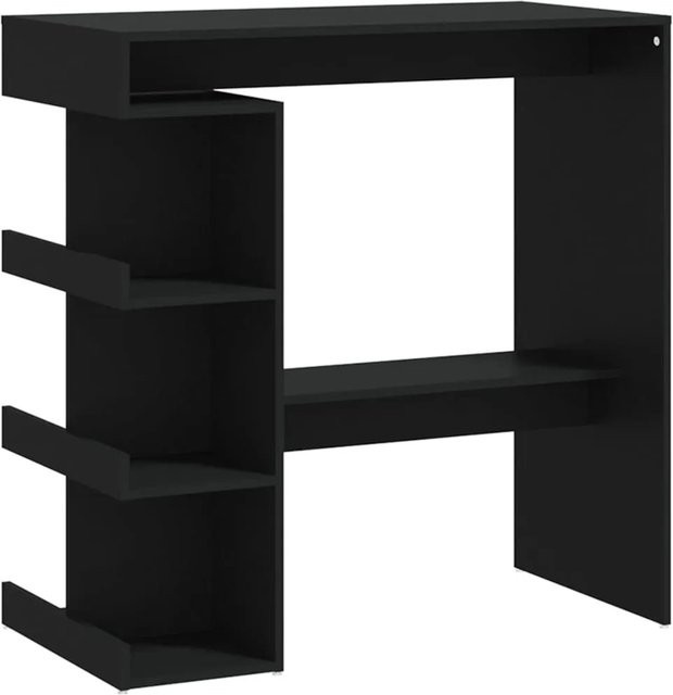 vidaXL Bartisch mit Regal in Schwarz aus Holzwerkstoff, B/T/H: 100 x 50 x 101,5 cm - Bild 1