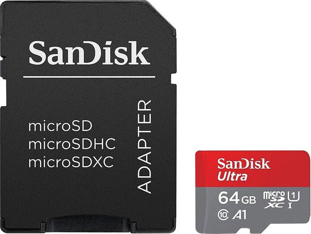 SanDisk Ultra microSDXC Speicherkarte A1 mit Adapter, 64 GB, Multicolour - Bild 1